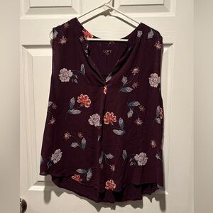 LOFT BURGUNDY FLORAL BLOUSE